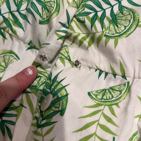 70-90s Tanner Green Lime Print Dress With Belt - Picture 10 of 11